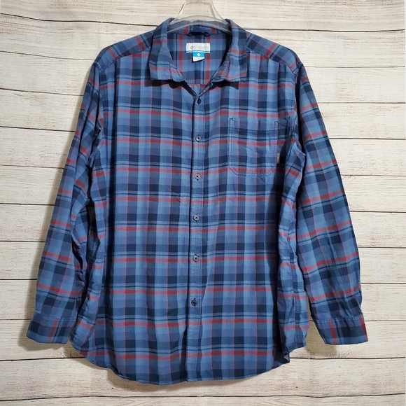 Columbia Other - Columbia Vapor Ridge Plaid Button Down Short Blue Long Sleeve Big Tall Mens 3XL